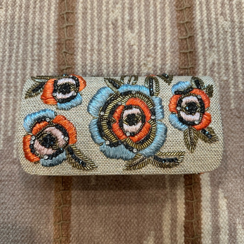 Anthropologie Embroidered Floral Clutch